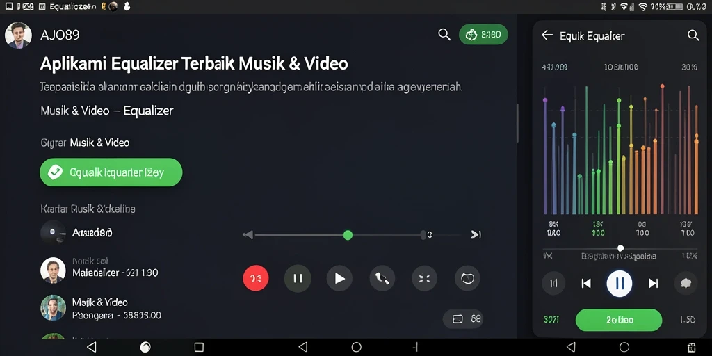 Tampilan antarmuka AJO89 yang sederhana dan menarik dengan kontrol equalizer.