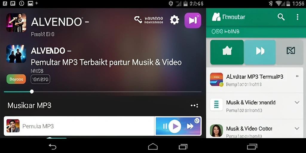 Tampilan antarmuka ALVENDO yang sederhana dan efisien untuk Pemutar MP3.