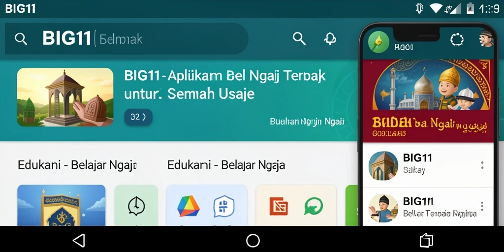Antarmuka aplikasi BIG11 saat belajar mengaji dengan fitur interaktif.
