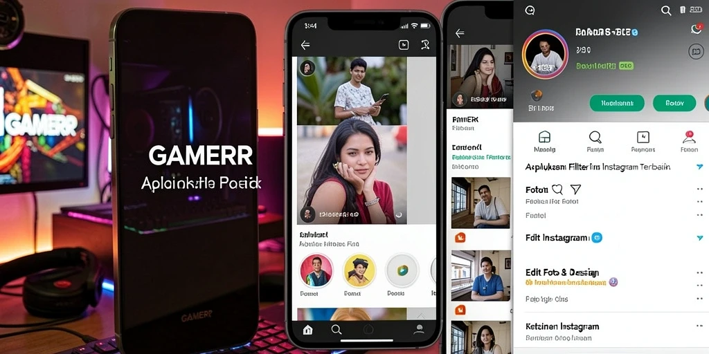 Tampilan antarmuka GAMERP untuk editing foto Instagram yang menarik.