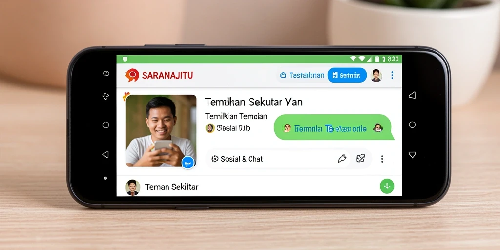 Tampilan antarmuka utama SARANAJITU dengan fitur Teman Sekitar.